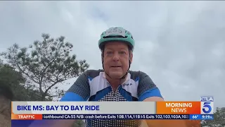 KTLA's Eric Spillman and Sam Rubin participate in Bike MS: Bay to Bay ride