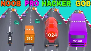 NOOB VS PRO VS HACKER VS GOD in 2048 Race |PLAYGAME24DIA