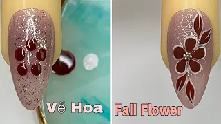 Easy Fall Flower Nail Art For Beginner 💖Vẽ Hoa 💅 New Nails Design 💝 New Nails