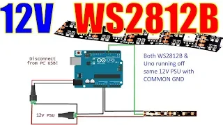 12V WS2812B 3-wire LED Strip with Arduino Uno
