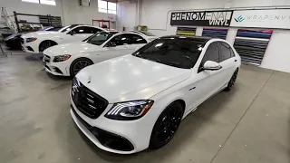 2020 Mercedes Benz S63 AMG Vinyl Wrapped in 3M 2080 Satin Frozen Vanilla