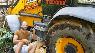 JCB 3CX Brakes Tube, Loses  All Hydraulic Oil 🙈🙈🙈 Backhoe Loader Repair in the Woods