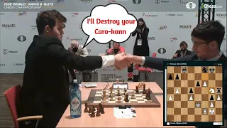 Final Moments in game of Magnus Carlsen vs Alireza Firouzja in World Rapid Chess Championship 2021