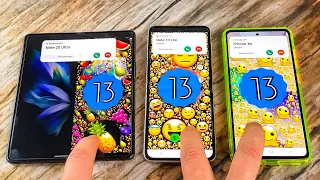 Samsung Z Fold vs Z Flip vs A52S Incoming Call (Android 13) Boot Animation ON