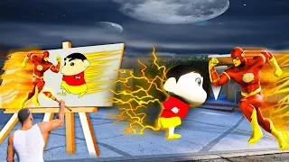 GTA 5 :  Franklin & Shinchan Using Magical paint To Draw A Flash To Help Avengers GTA 5 | HANTHAKUDU