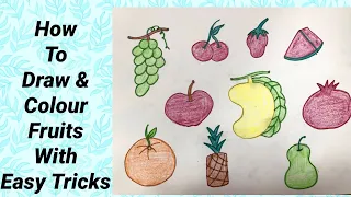 How to Draw FRUITS Class | Easy drawing tutorial for kids and toddlers