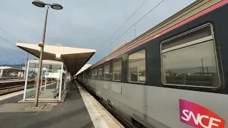 départ de l'intercités en gare de Clermont Ferrand bb 22218 + corail carmillon.