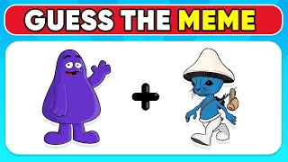 Guess Grimace Shake Meme By Emoji 🥤💜 | We Live, We Love, We Lie, MrBeast, iShowSpeed, Otamatone, CG5