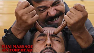 Forehead Tappings with Wooden Tools | Thai Massage by Asim Barber | ASMR Neck Cracking