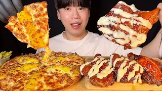 SUB) Korean sweet potato pizza & korean jamaican jerk chicken mukbang asmr