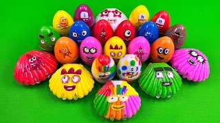 Numberblocks - Pick up Rainbow Eggs, Seashell with CLAY Coloring! Satisfying ASMR Videos