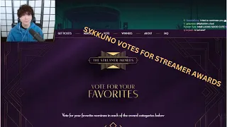 Sykkuno votes for the streamer awards