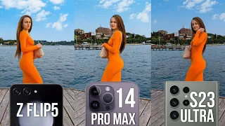 Samsung Galaxy Z Flip 5 vs iPhone 14 Pro Max vs Samsung Galaxy S23 Ultra Camera Test