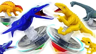 Tiny dinosaur transform into a top! PJ Masks's Dino Mecard dinosaur battle top fight! - DuDuPopTOY