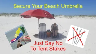 Beach Umbrella Hold Down. Just say no to tent stakes