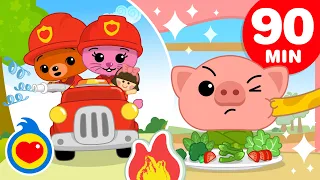 🧯🔥 Firefighters To The Rescue 🔥🚒 ♫ + More Nursery Rhymes & Kids Songs (90 Min) Plim Plim