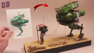 "Little Flea," from concept to model | Beyond the Blight kitbash & story diorama