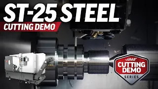 Haas ST-25 Lathe Cutting Demo:  Rough, finish, groove, thread, and broach -Haas Automation