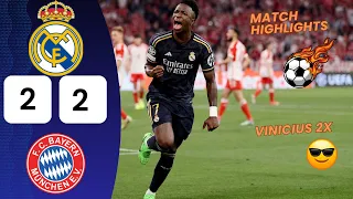 Bayern Munich vs Real Madrid 2 2  Vinicius 2x, Kane & Sane HIGHLIGHTS and GOALS