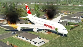A380 Swiss Air Fire Engine Crash When The Kid In The Cockpit | X-Plane 11