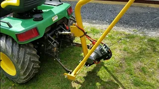 Boom Pole Attachment Fitted with Electric Winch - John Deere 445 Garden Tractor
