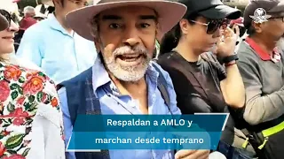 Estos famosos se sumaron a la marcha de AMLO por los 4 años de gobierno