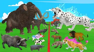 10 Zombie Lions vs 5 Wolf Man Attack Gorilla Fight Baby Cow Saved by 2 Woolly Mammoth Elephant