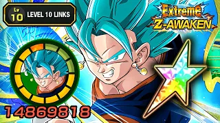 100% EZA TEQ VEGITO BLUE LEVEL 10 LINKS SHOWCASE + STICKER EFFECT! Dragon Ball Z Dokkan Battle