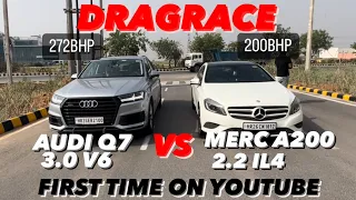 AUDI Q7 TDI STOCK Vs MERCEDES A200 CDI TUNED DRAGRACE, ROLLING RACE🔥🔥