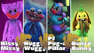 Kissy Missy vs Huggy Wuggy vs PJ Pug A Pillar vs Bunzo Bunny | Tiles Hop: EDM Rush!