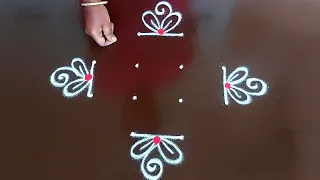 4*2 dots simple rangoli designs|thipkiyanchi rangoli|vilakku kolam|rangoli kolam|rangoli muggulu