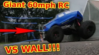 Experiment - 60mph RC Car Traxxas X-Maxx FULL SPEED into SOLID WALL