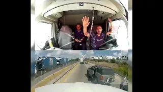 Dashcam footage of cash van crew  attack from Cartell Robbers in Mexico