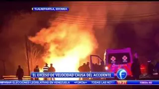 Exceso de velocidad provocó explosión de pipa en Tlalnepantla