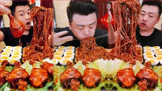 ASMR# Xiaofeng Eating Really delicious 🍗  Fried chicken thighs, Noodles, Egg | Xiaofeng Mukbang #40