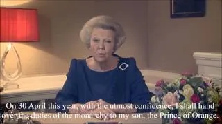 Koningin Beatrix troonsafstand (abdicatie)/Queen Beatrix abdiction (English subtitles)