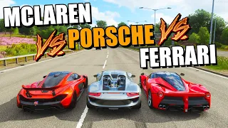 McLaren P1 VS Porsche 918 Spyder VS Ferrari LaFerrari - Forza Horizon 4 Online