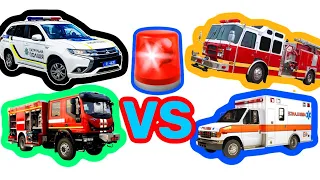 USA vs Ukraine Police, Ambulance, Fire Truck Siren Horn Sound Variations in 40 Seconds