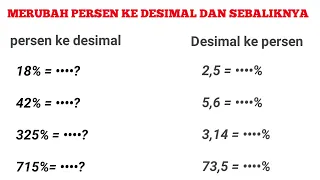 TRIK MERUBAH PERSEN KE DESIMAL DAN SEBALIKNYA