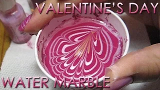 Valentine's Day Water Marble | DIY Nail Art Tutorial