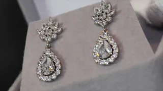 Pear Cut Diamond Earrings, Womens Diamond Earrings, Classy Diamond Earrings