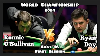 Ronnie O'Sullivan vs Ryan Day - World Championship Snooker 2024 - Last 16 First Session Live