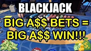 BLACKJACK in LAS VEGAS! BIG A$$ BETS = BIG A$$ WIN!! Our BIGGEST WIN!!