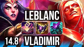 LEBLANC vs VLADIMIR (MID) | 24/1/8, Rank 4 LeBlanc, Legendary, 8 solo kills | BR Challenger | 14.8