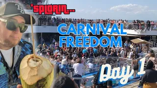 Carnival Freedom Cruise Day 1 Uncensored- Sail Away, Interior Stateroom, and More!