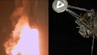 Odysseus Nova-C IM-1 launch and Falcon 9 first stage landing