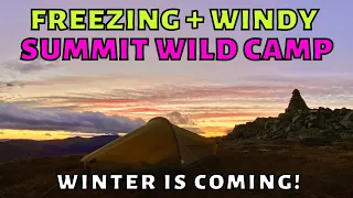 SUMMIT SOLO WILD CAMPING Windy Freezing camp on Carrock Fell Lake District UK