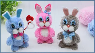 🐰 Cute Bunnies Made of Yarn 🧶No Knitting! Pom Pom Bunny