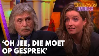 Wilfred opgeschrikt door scherpe opmerking Merel tegen Johan: ‘Oh jee, die moet op gesprek’