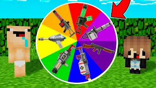 ¡LA RULETA DE LAS ARMAS! 🎯😱 BEBE NOOB Y NOOBSI Y LAS ARMA NOOB VS ARMA PRO FNAF EN MINECRAFT